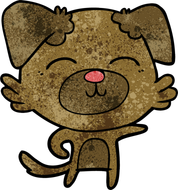 Bir insan tarafından çizilmiş çizgi film köpeği.