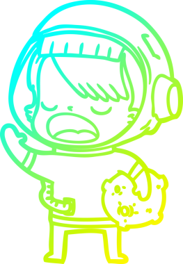 Bir insan tarafından çizilmiş meteor tutan bir uzay kızı çizimi.