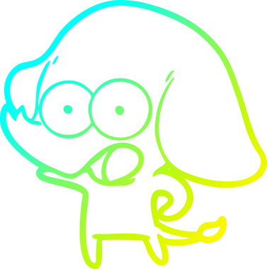 Bir insan tarafından çizilmiş şirin bir filin soğuk gradyan çizgisi