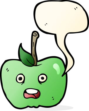 bir insan tarafından çizilmiş konuşma balonlu çizgi film elması