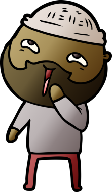 Bir insan tarafından çizilmiş mutlu sakallı bir adam.