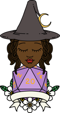 Retro Dövme Tarzı İnsan Cadı Doğal 20 zar atışıyla Bir insan tarafından çizilmiş