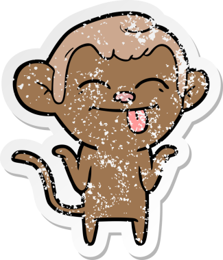 Bir insan tarafından çizilmiş komik bir maymunun sıkıntılı çıkartması.