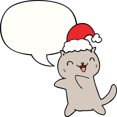 Bir insan tarafından çizilmiş konuşma balonu olan şirin bir çizgi roman kedisi.