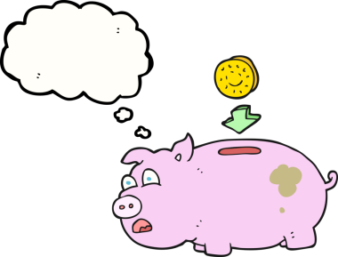 Bir insan tarafından çizilmiş serbest çizim baloncuk domuz kumbarası.