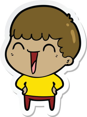 Bir insan tarafından çizilmiş mutlu bir adamın çıkartması.