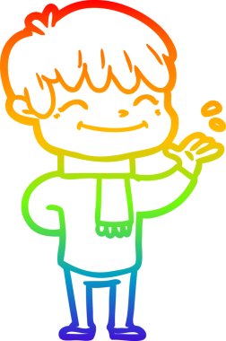 gökkuşağı gradyan çizgi çizimi bir insan tarafından çizilmiş mutlu bir çocuk