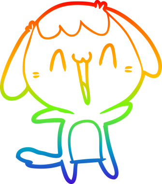 Bir insan tarafından çizilmiş gülen bir köpeğin çizdiği gökkuşağı gradyanı çizimi