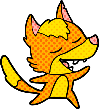 Bir insan tarafından çizilmiş tilki çizgi film karakteri