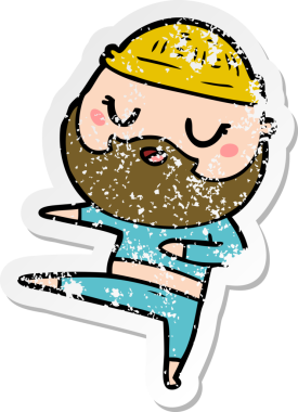 Bir insan tarafından çizilmiş sakallı bir adamın sıkıntılı çıkartması.