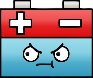 Bir insan tarafından çizilmiş bir araba aküsünün gölgelenmiş karikatürü