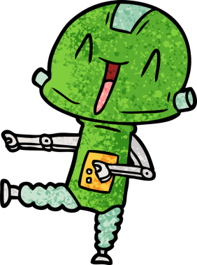 Bir insan tarafından çizilmiş çizgi film robotu