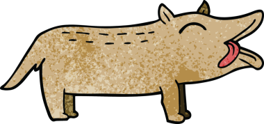 Bir insan tarafından çizilmiş komik bir köpek.