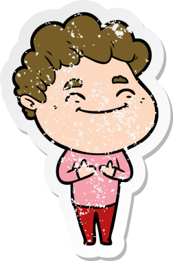 Bir insan tarafından çizilmiş, karikatür dostu bir adamın sıkıntılı çıkartması.