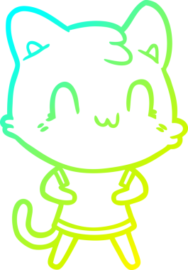 Bir insan tarafından çizilen mutlu çizgi bir kedinin soğuk gradyan çizimi