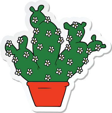 Bir insan tarafından çizilmiş kaktüsün karikatür yapıştırması.