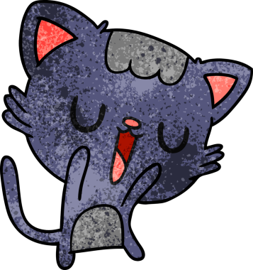 Bir insan tarafından çizilmiş kawaii kedisinin el yazısıyla çizilmiş çizgi filmi.