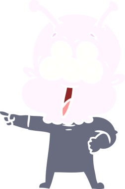 Bir insan tarafından çizilmiş mutlu düz renkli çizgi film uzaylıları