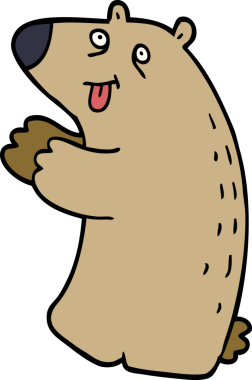 Bir insan tarafından çizilmiş mutlu bir ayı.