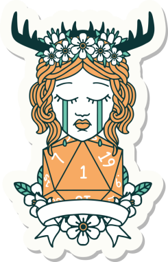 Bir insan tarafından çizilmiş doğal bir rulo ile ağlayan bir insan rahibin çıkartması.