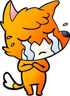 Bir insan tarafından çizilmiş ağlayan tilki çizgi filmi.