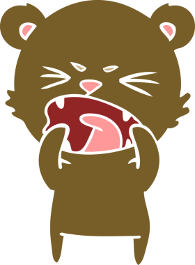 kızgın düz renkli çizgi film ayısı bir insan tarafından çizilmiş.