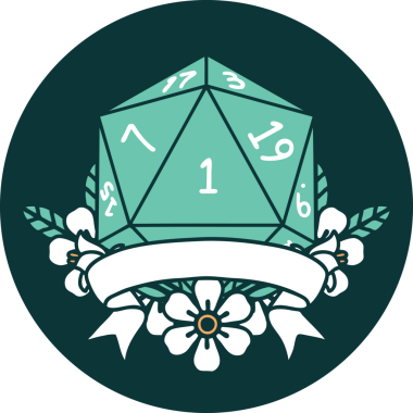 Bir insan tarafından çizilen bir d20 zar atma ikonu