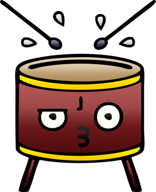 Bir insan tarafından çizilen davulun gölgelenmiş karikatürü