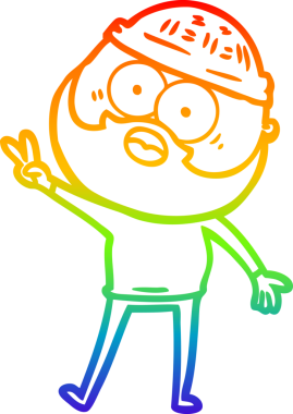 Gökkuşağı gradyan çizgi çizimi bir insan tarafından çizilmiş sakallı bir adamın