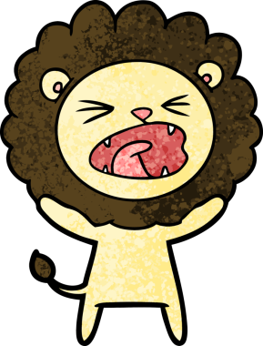 Bir insan tarafından çizilmiş çizgi film aslanı.