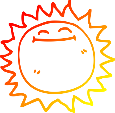 Bir insanın çizdiği parlayan güneşin sıcak çizgi çizimi.