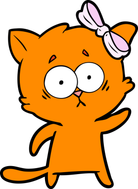 Bir insan tarafından çizilmiş çizgi film kedisi.