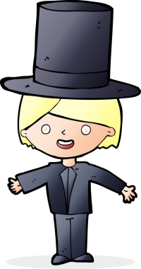 Bir insan tarafından çizilmiş şapkalı bir çizgi film adamı.