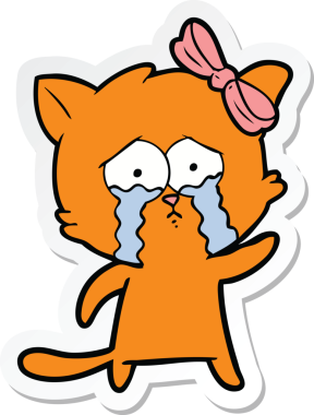 Bir insan tarafından çizilmiş çizgi film kedisinin çıkartması.