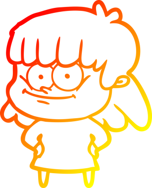 Bir insan tarafından çizilmiş gülümseyen bir karikatür çizimi