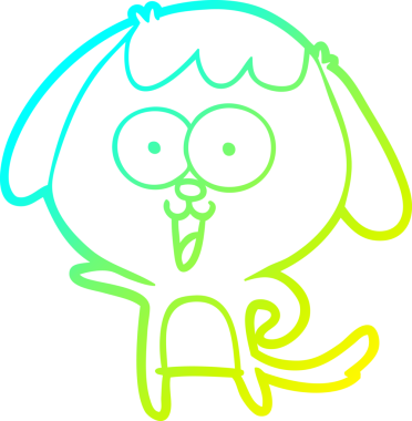 Bir insan tarafından çizilmiş şirin bir çizgi köpeğin soğuk gradyan çizgisi.