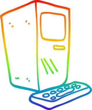 gökkuşağı gradyan çizgisi bir insan tarafından çizilmiş bir ofis bilgisayarının çizimi