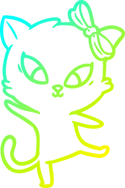 Bir insan tarafından çizilen çizgi film kedisinin soğuk gradyan çizgisi.