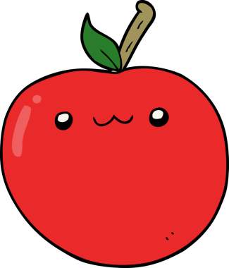 Bir insan tarafından çizilmiş şirin bir elma.