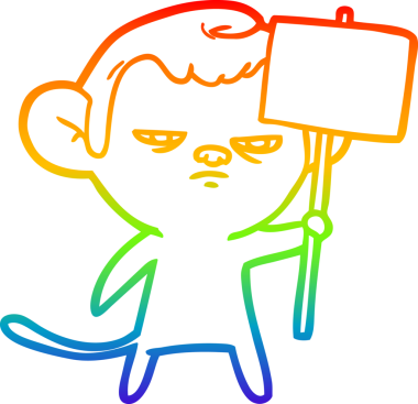 gökkuşağı gradyan çizgi çizimi bir insan tarafından çizilmiş bir maymun