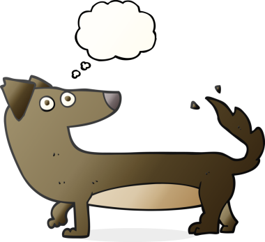 Bir insan tarafından çizilmiş serbest çizim baloncuk köpek.