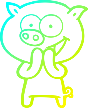 Bir insan tarafından çizilmiş neşeli bir domuz çizgi filmi.