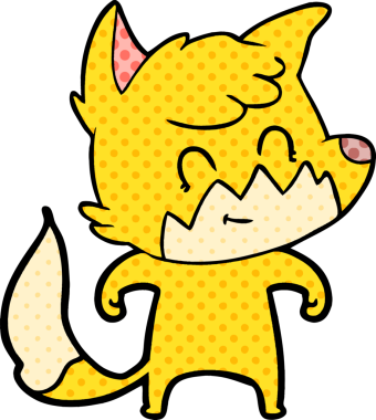 Bir insan tarafından çizilmiş çizgi film dostu tilki.