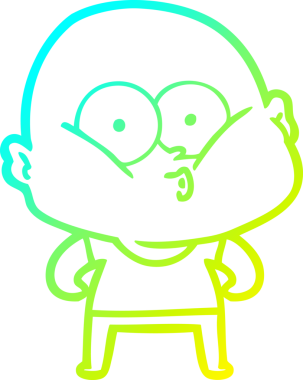 Bir insan tarafından çizilmiş, kel bir adamın soğuk çizgi çizimi.