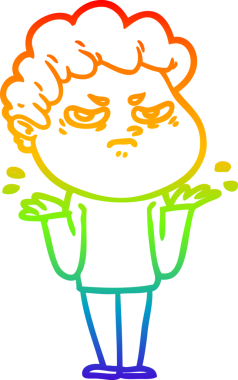 Bir insan tarafından çizilmiş kızgın bir adamın çizdiği gökkuşağı gradyanı çizimi