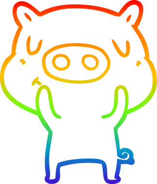 gökkuşağı gradyan çizgi çizimi bir insan tarafından çizilmiş içerikli domuz