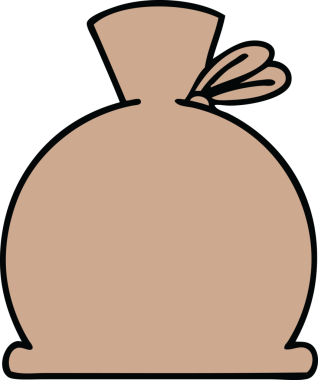 Bir insan tarafından çizilmiş sevimli bir çanta karikatürü