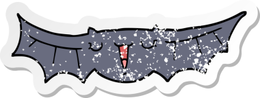 Bir insan tarafından çizilmiş karikatür yarasasının sıkıntılı çıkartması.