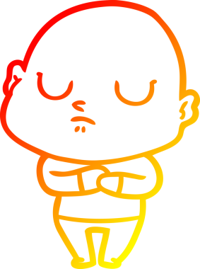 Bir insan tarafından çizilmiş kel bir adamın sıcak çizgi çizimi.