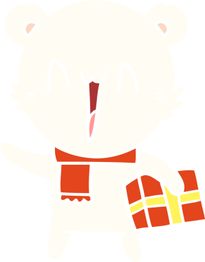 Bir insan tarafından çizilmiş mutlu kutup ayısı düz renkli çizgi film